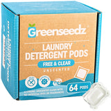 Laundry Detergent Pods Free & Clear, Unscented, 64 Count, Eco Friendly, Biodegradable, HE Compatible, Powerful Stain & Odor Removal