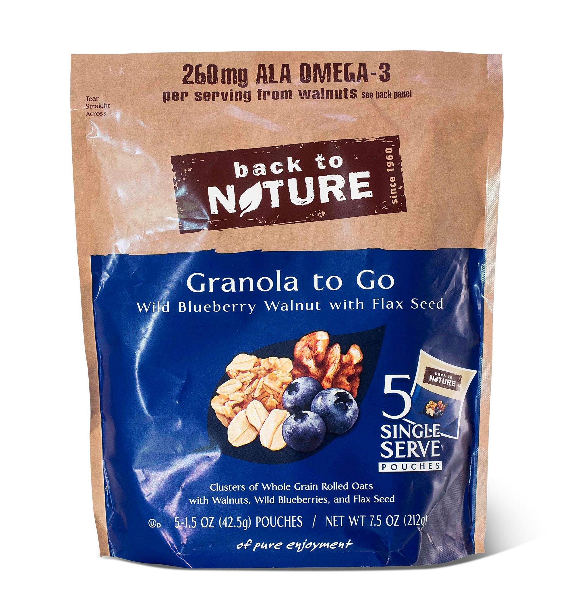 Back To Nature Granola to Go, Blueberry Walnut, 5-Count Pouches (Pack of 30)