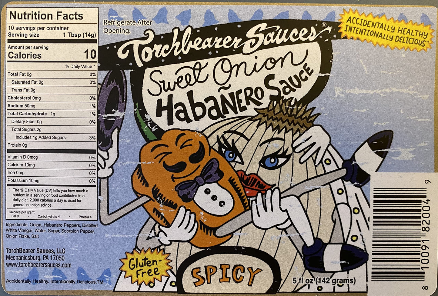 Torchbearer Sauces Sweet Onion Habanero (Spicy), 5 Ounces, All Natural, Vegan, Extract-Free, Made in USA and Featured on Hot Ones! (5 oz, 1)