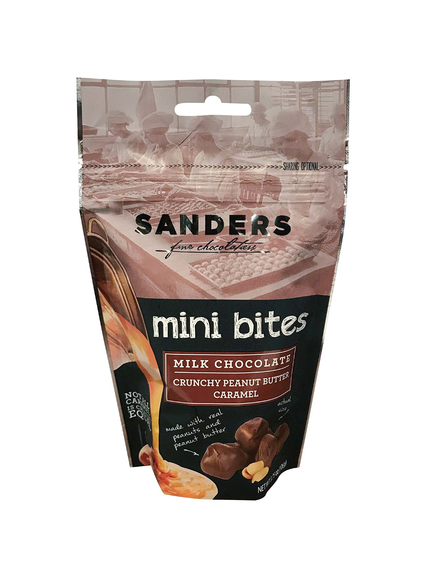 Sanders Fine Chocolates Milk Chocolate Peanut Butter Caramel Mini Bites, 3.75 oz.