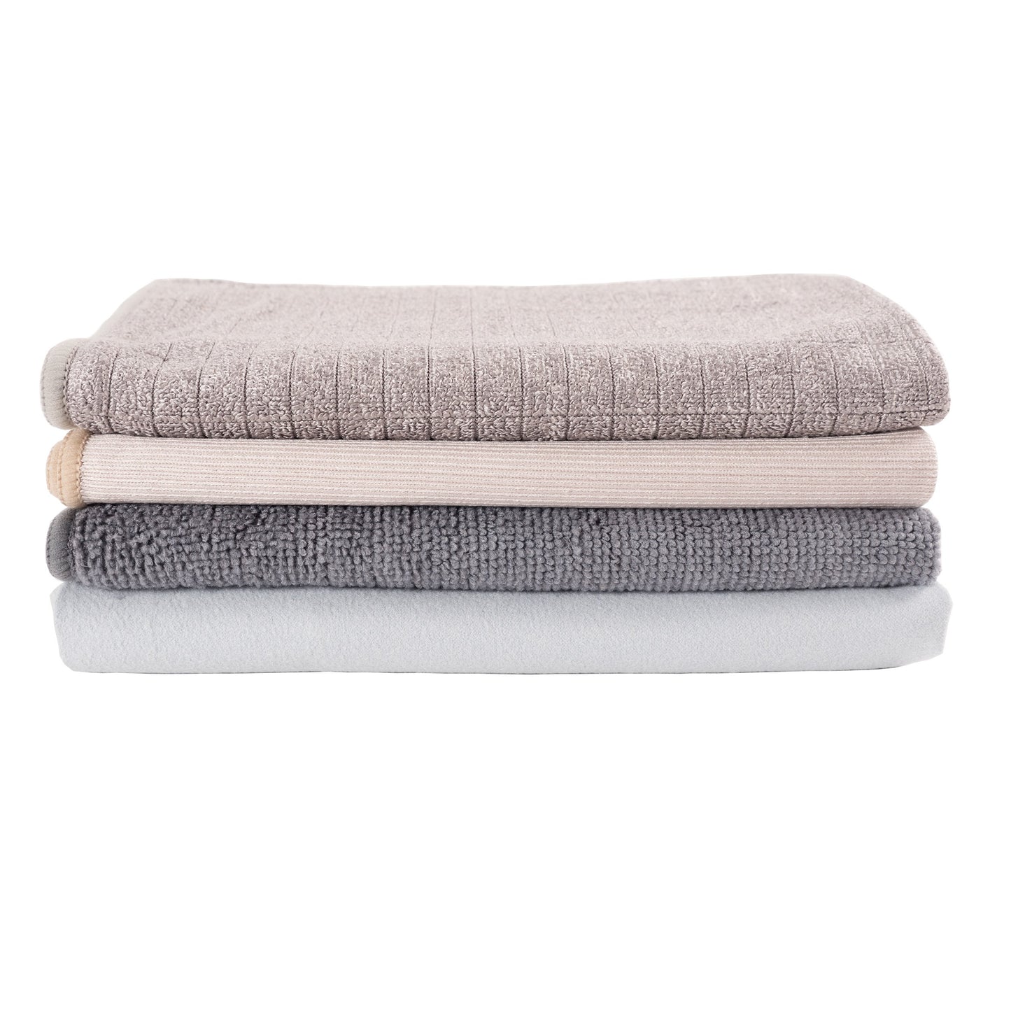 KAF Home Pantry Multipurpose Microfiber Textured Cleaning Cloth 4-Pack, 15 x 18-Inch, (1 Utility, 1 Stainless Steel, 1 Glass, 1 Wood)