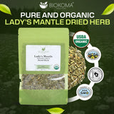 Biokoma Organic Lady's Mantle Herb 1.76 oz - Loose Herbal Tea Alchemilla Vulgaris - USDA Organic Leaves - Resealable Moisture Proof Pouch - No