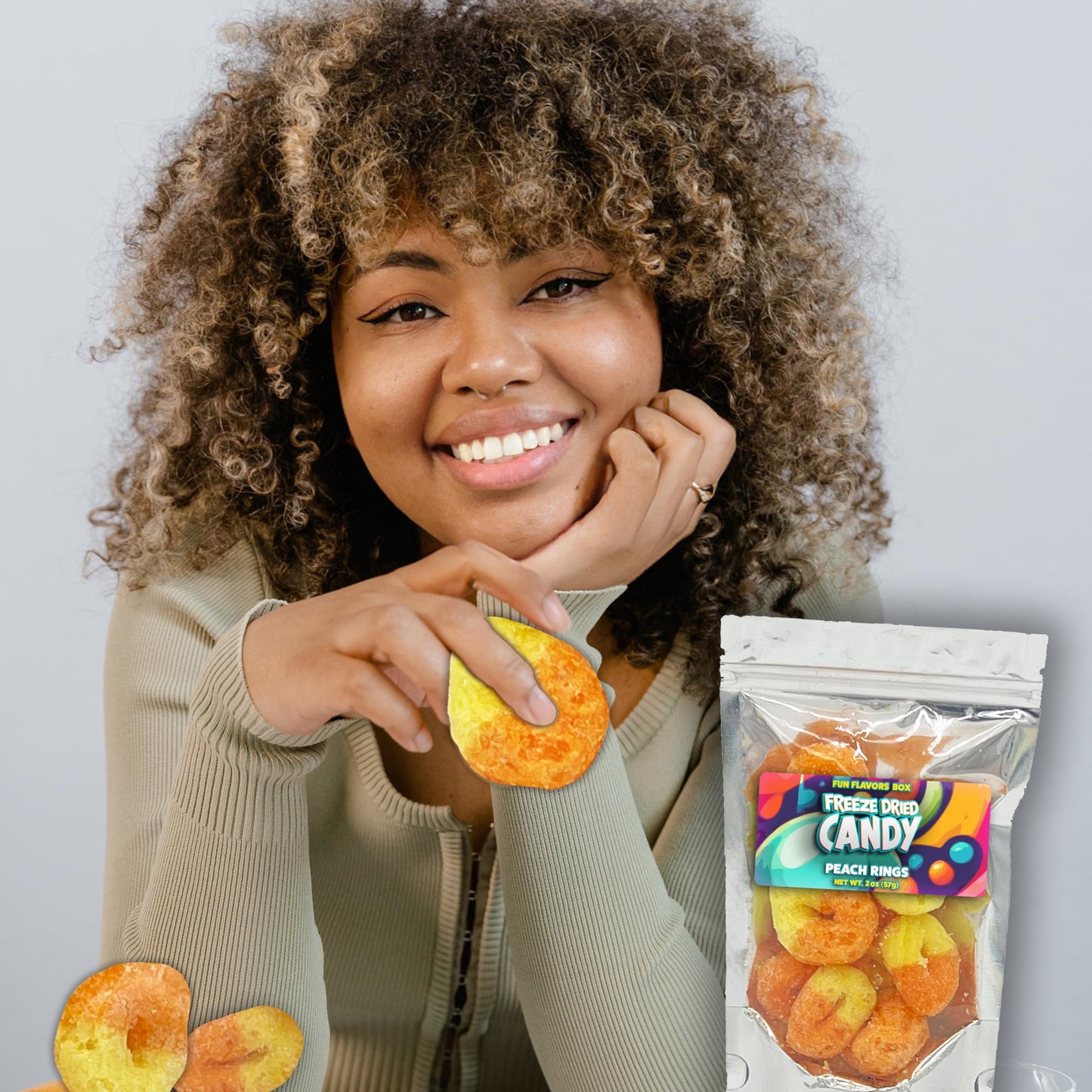 Freeze Dried Candy Peach Rings Variety Pack - Crunchy Candy Snack - Space Theme Party Favor Gift Idea, 2 oz