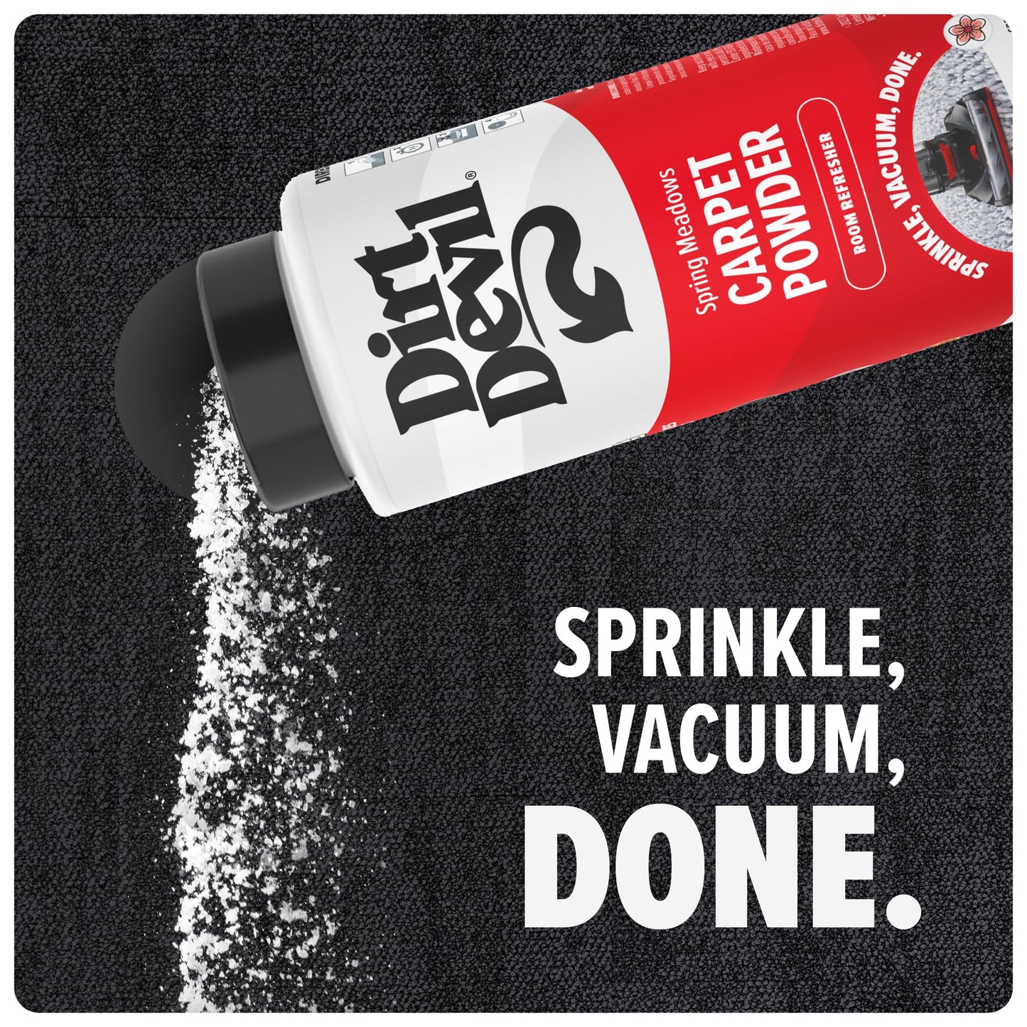 Dirt Devil Carpet Powder, 32 oz, Room Refresher and Odor Eliminator, Spring Meadows Scent, Vacuum Cleaner Safe, For Use on Carpets, Rugs, Upholstery