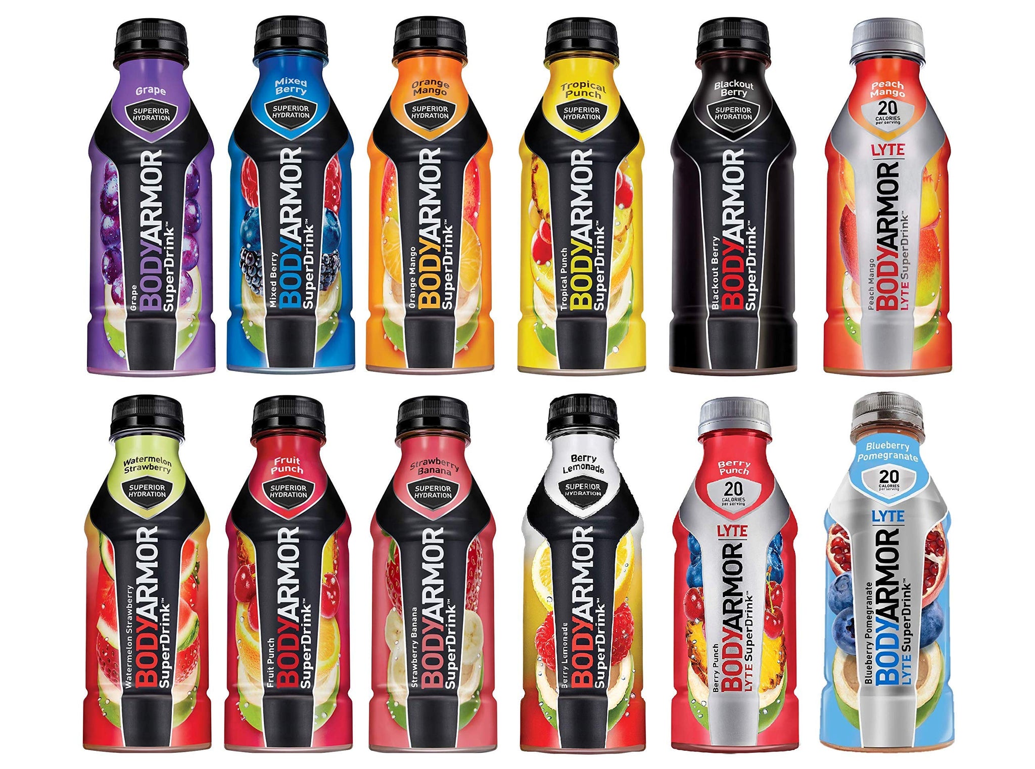 Body Armor Superdrink Variety Pack (8 Flavors), 16 Fl Oz (Pack of 24), Assorted