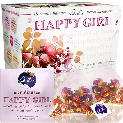 Dr. Lu's Happy Girl Tea | 100% Natural Herbal Tea for Hormone Balance, Menstrual, PMS, PCOS & Menopause | Antioxidant & Anti-Aging Rose Tea