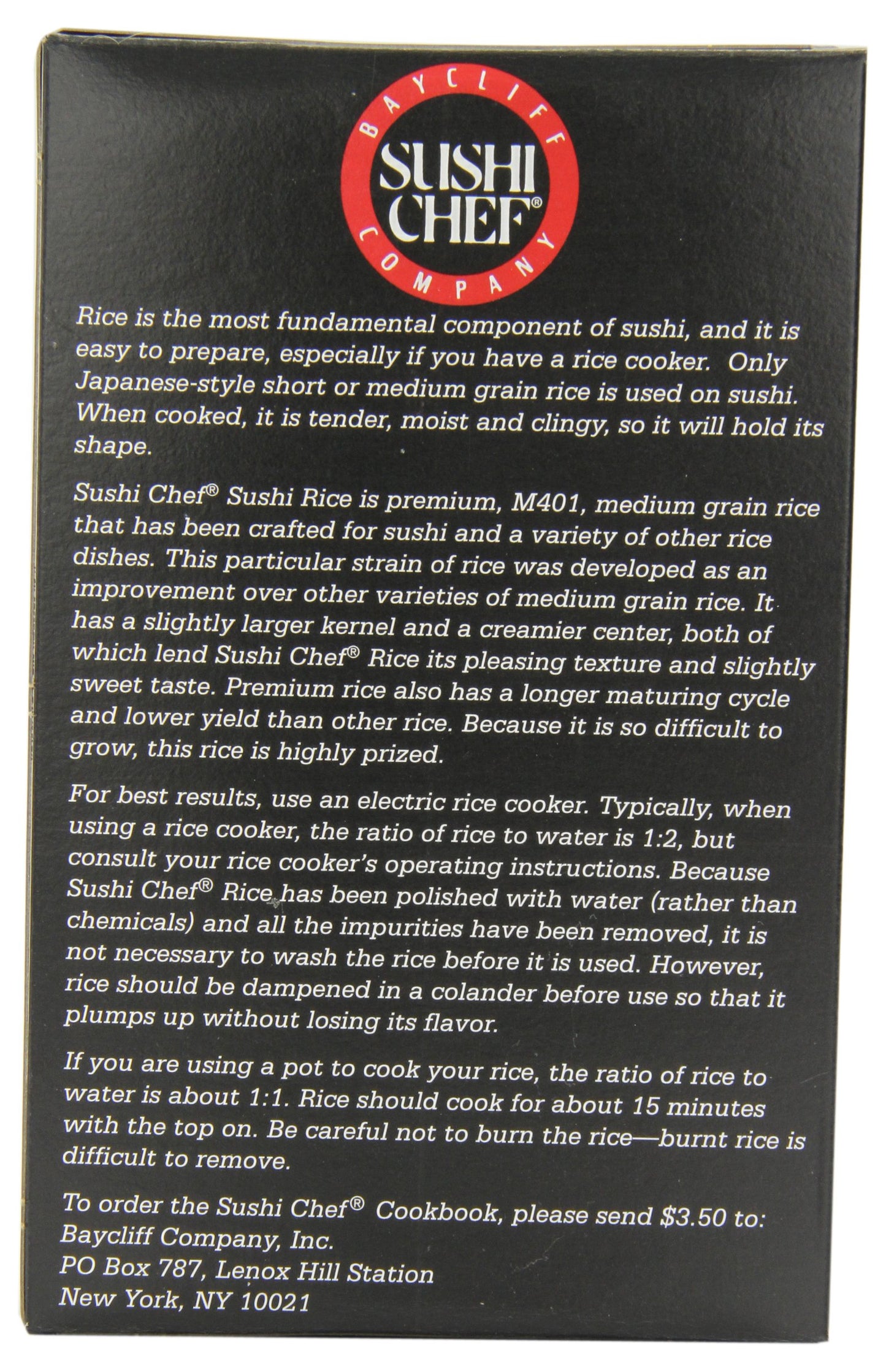 SUSHI CHEF RICE SHORT GRAIN, 20 OZ12