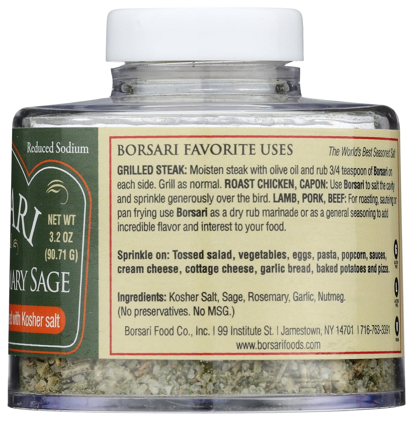 Borsari, Salt Seasoning Rosemary Sage Tuscan, 3.2 Ounce