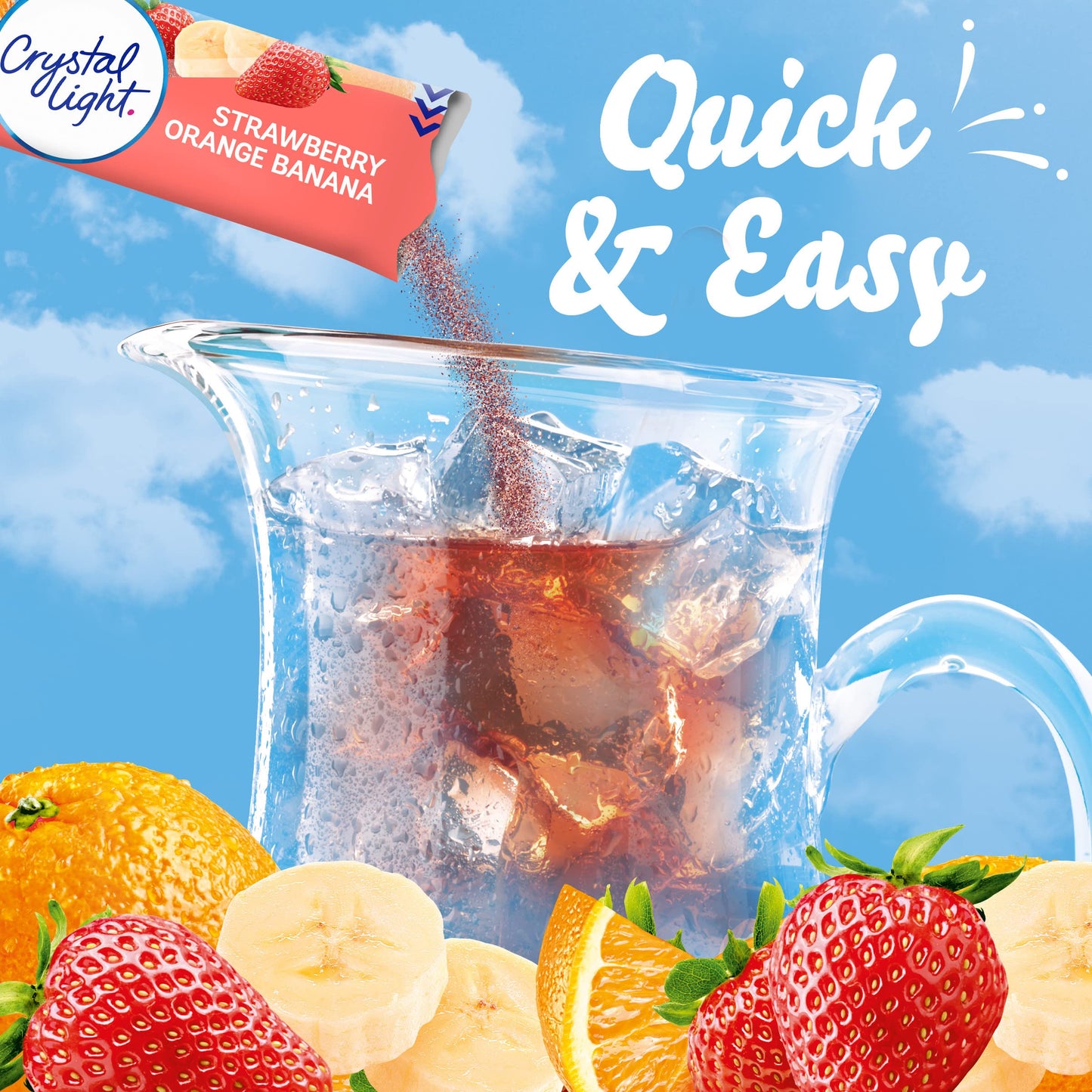 Crystal Light Strawberry Orange Banana Artificially Flavored Powdered Drink Mix, 72 ct Pack, 12 Canisters of 6 Pitcher Packets