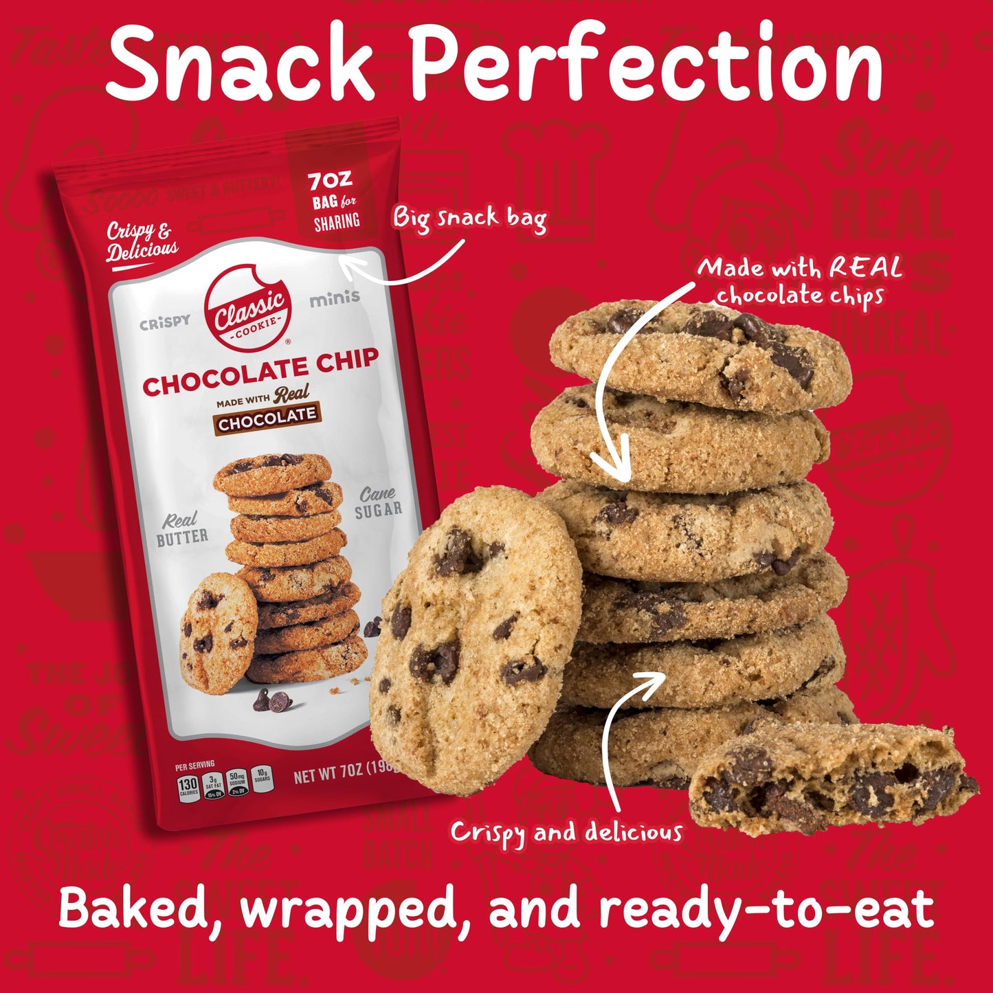 Classic Cookie, Crispy Mini Cookies, Chocolate Chip 7oz, 2 Bags