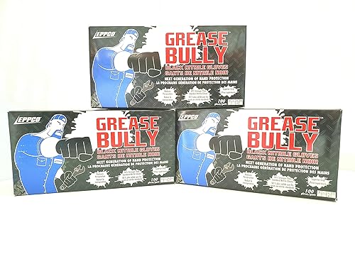 Grease Bully Nitrile Gloves - 6MIL - Powder & Latex Free - 300 Count - 3 Boxes (Black, XXL)