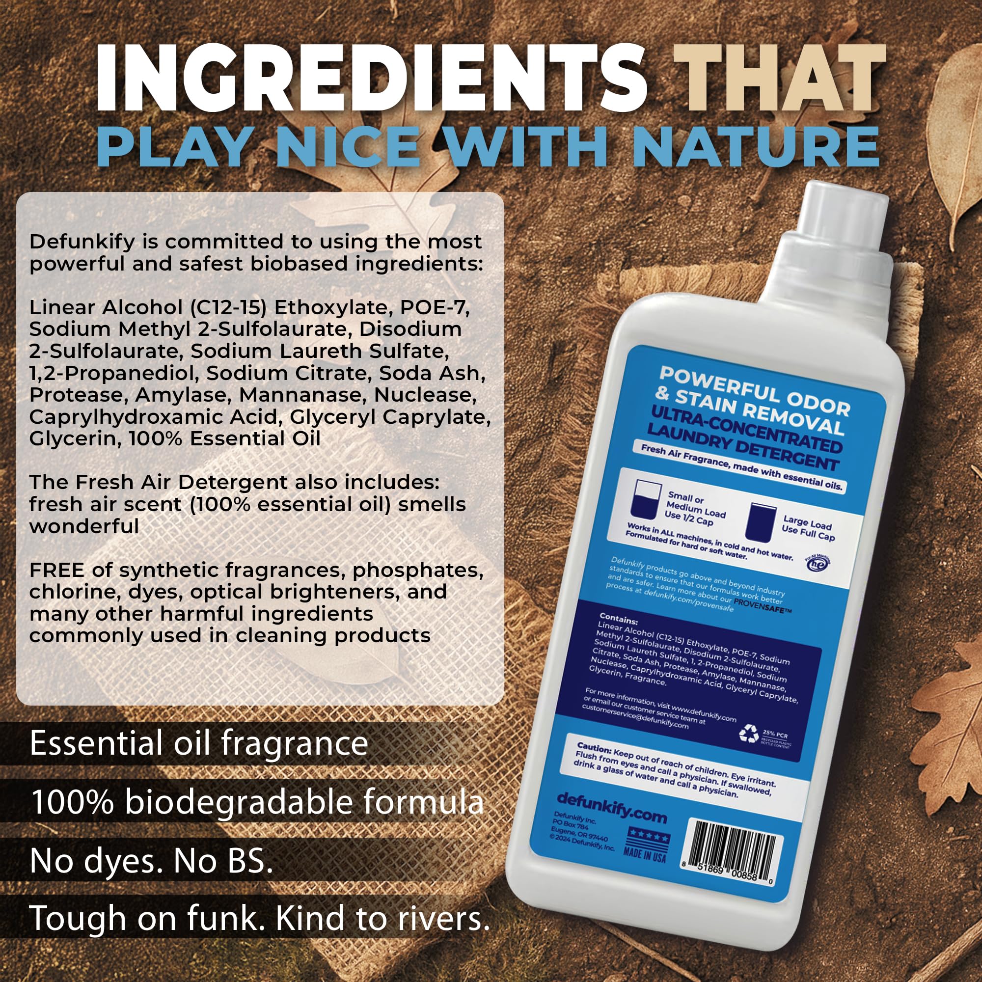 Laundry Detergent 124 Load. Crisp, Clean 'Fresh Air' Essential Oil Liquid Laundry Detergent Washing Soap for Sensitive Skin. ProvenSafe™ Cleaning
