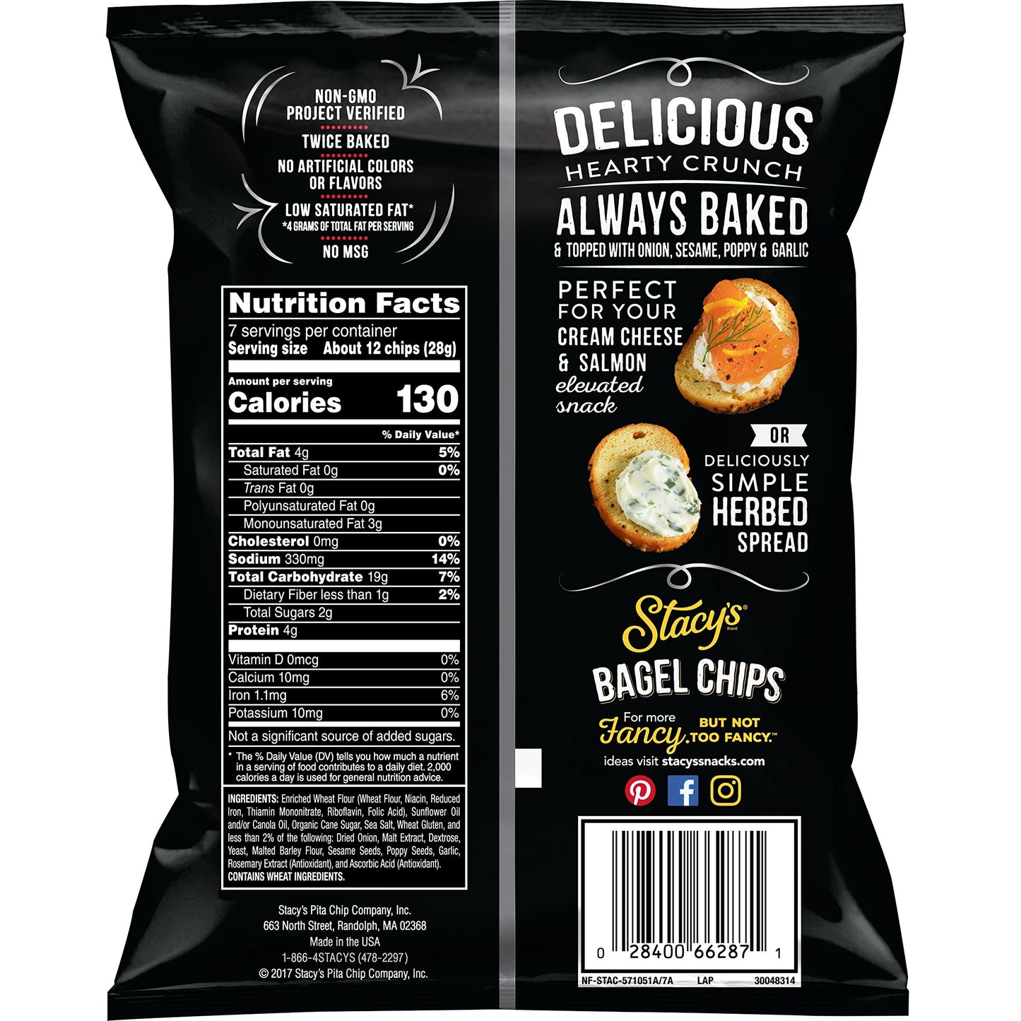 Stacy's Everything (Onion, Sesame, Poppy & Garlic) Flavored Bagel Chips, 7 Ounce (Pack of 12)