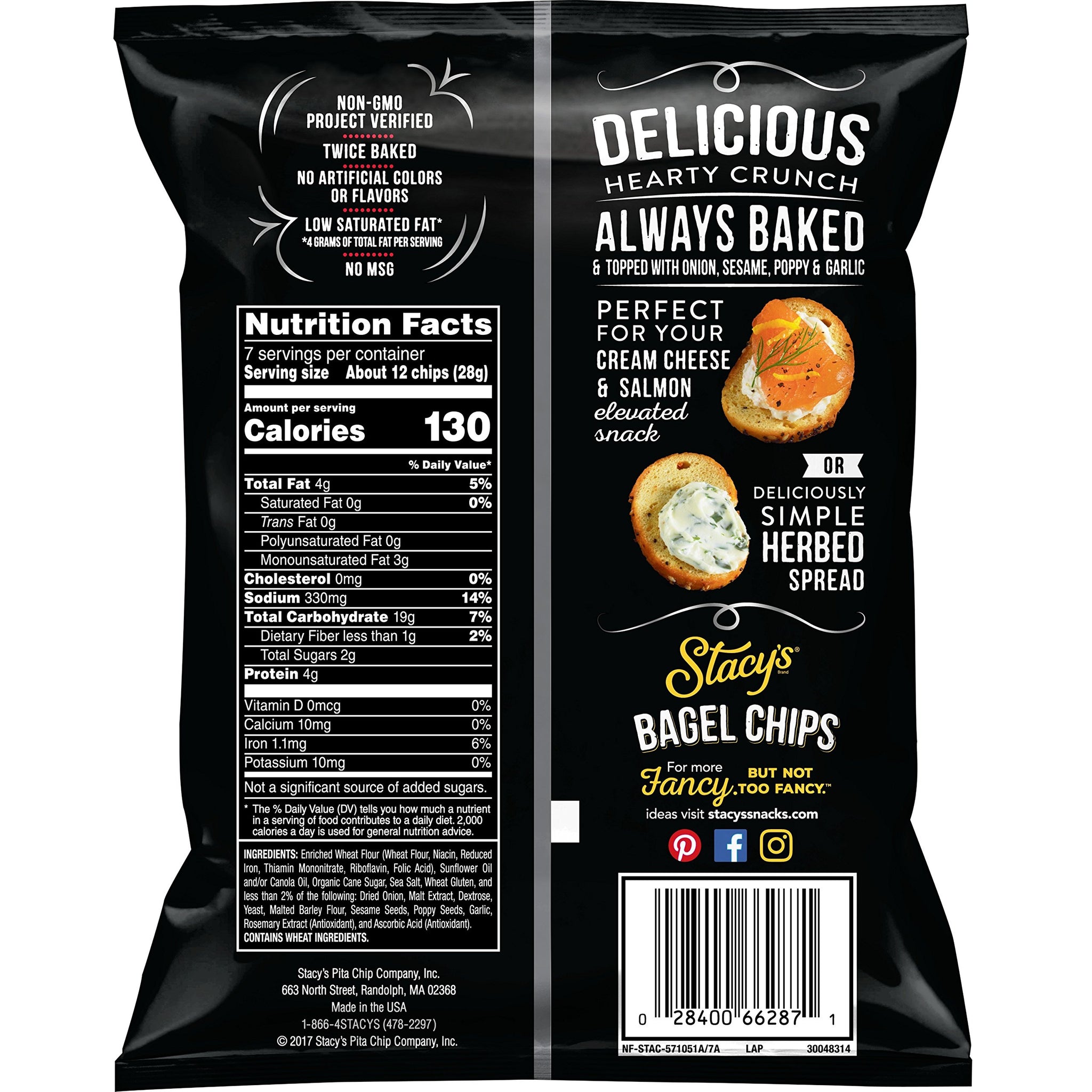 Stacy's Everything (Onion, Sesame, Poppy & Garlic) Flavored Bagel Chips, 7 Ounce (Pack of 12)