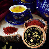 Golden Saffron, Finest Pure Premium All Red Saffron Threads, Grade A+ Super Negin, Non-GMO Verified. For Tea, Paella, Rice, Desserts, Golden Milk