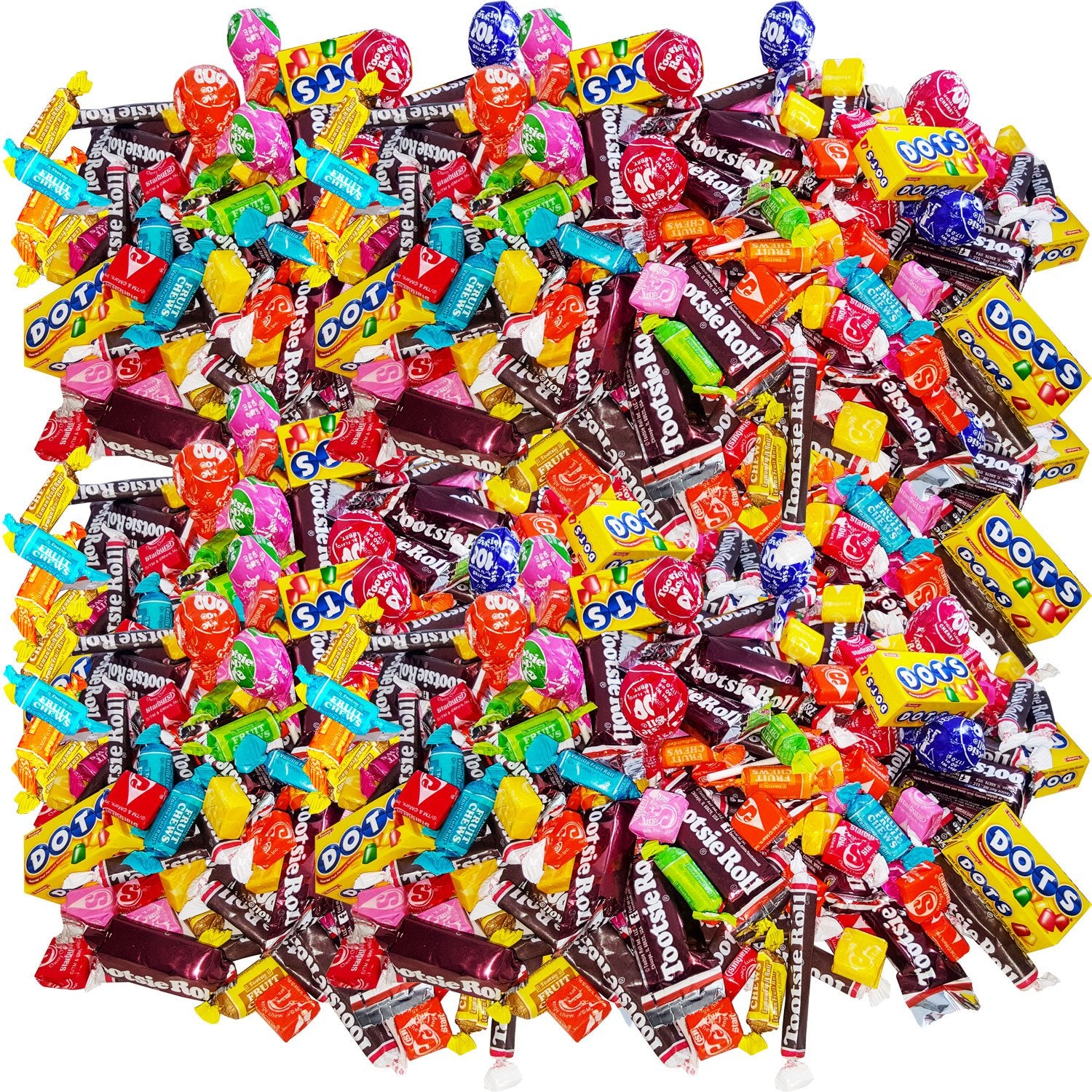 Assortit Fruit & Chocolate Candy Mix - Tootsie Roll Fruit Chews, Chocolate Midgees, Starburst, Dots & Pops Variety, 9.5 Lb Bulk Pack, Individually