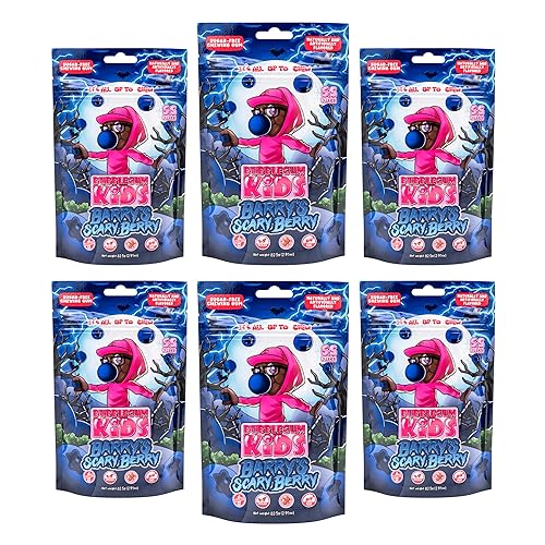 Bubblegum Kids Barry’s Scary Berry Sugar Free Gum | Blueberry Flavor Sugarless Gum with Xylitol | Vegan, Low Calorie Candy Alternative for Kids