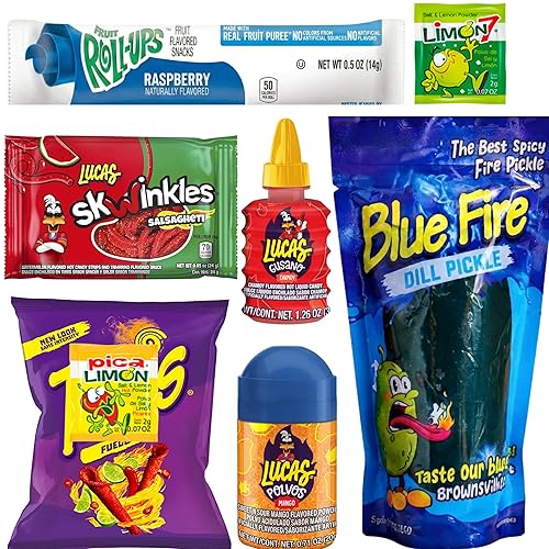 Blue Pickle Kit with Blue Raspberry Candy & Chips - The Complete 8 Piece Blue Pickle Kit by MA LIT CANDY