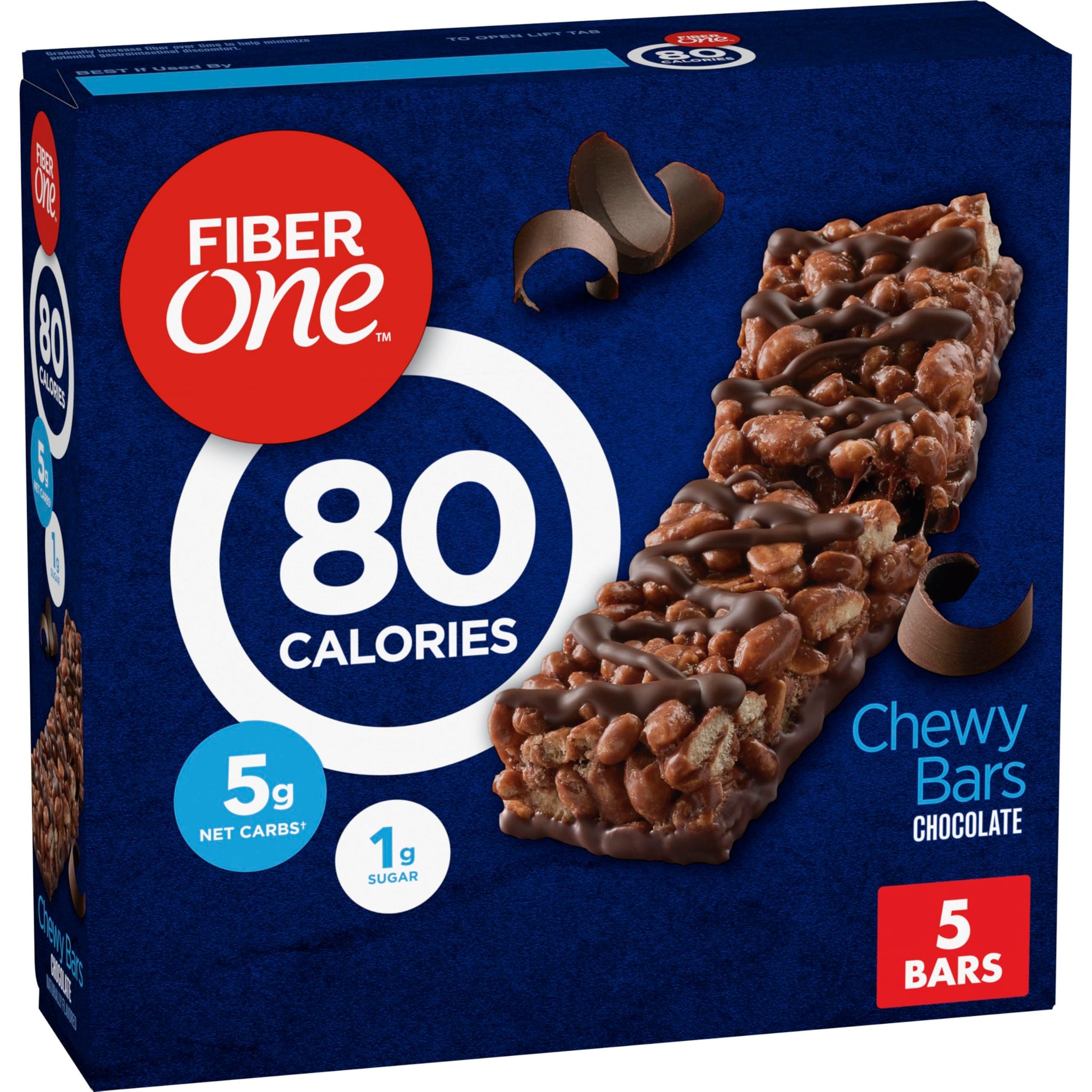 Fiber One 80 Calorie Chewy Bars, Chocolate, Snack Bars, 5 Ct, 4.1 oz
