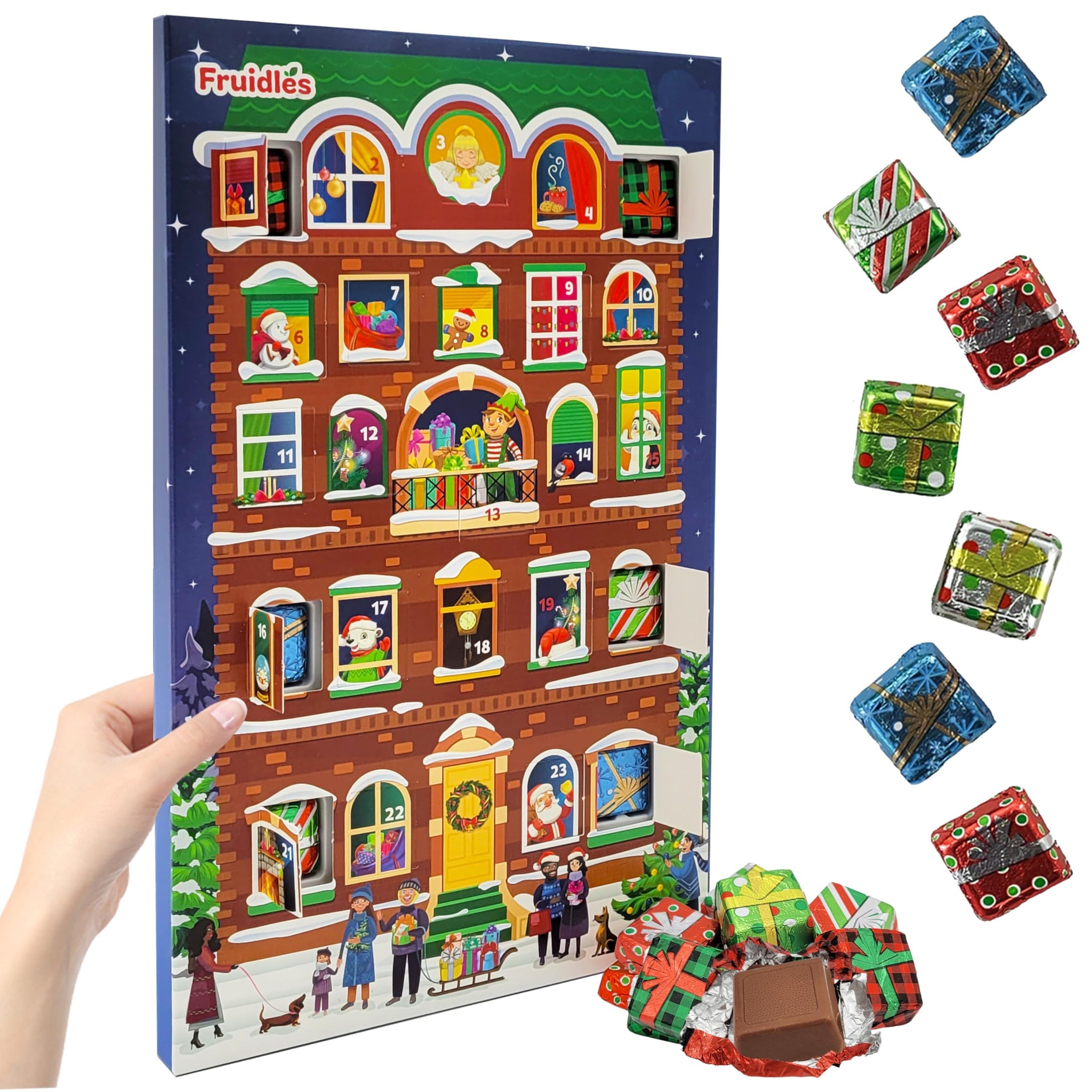 Fruidles Christmas Chocolate Advent Calendar, Christmas By the Creek, Christmas Calendar, 24 Pieces (2-Pack)