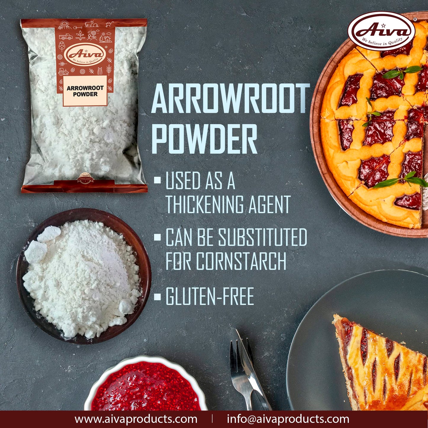 Aiva Arrowroot Powder (14 Ounce) | Natural Thickener & Cornstarch Substitute for Sauces, Soups, and Baking