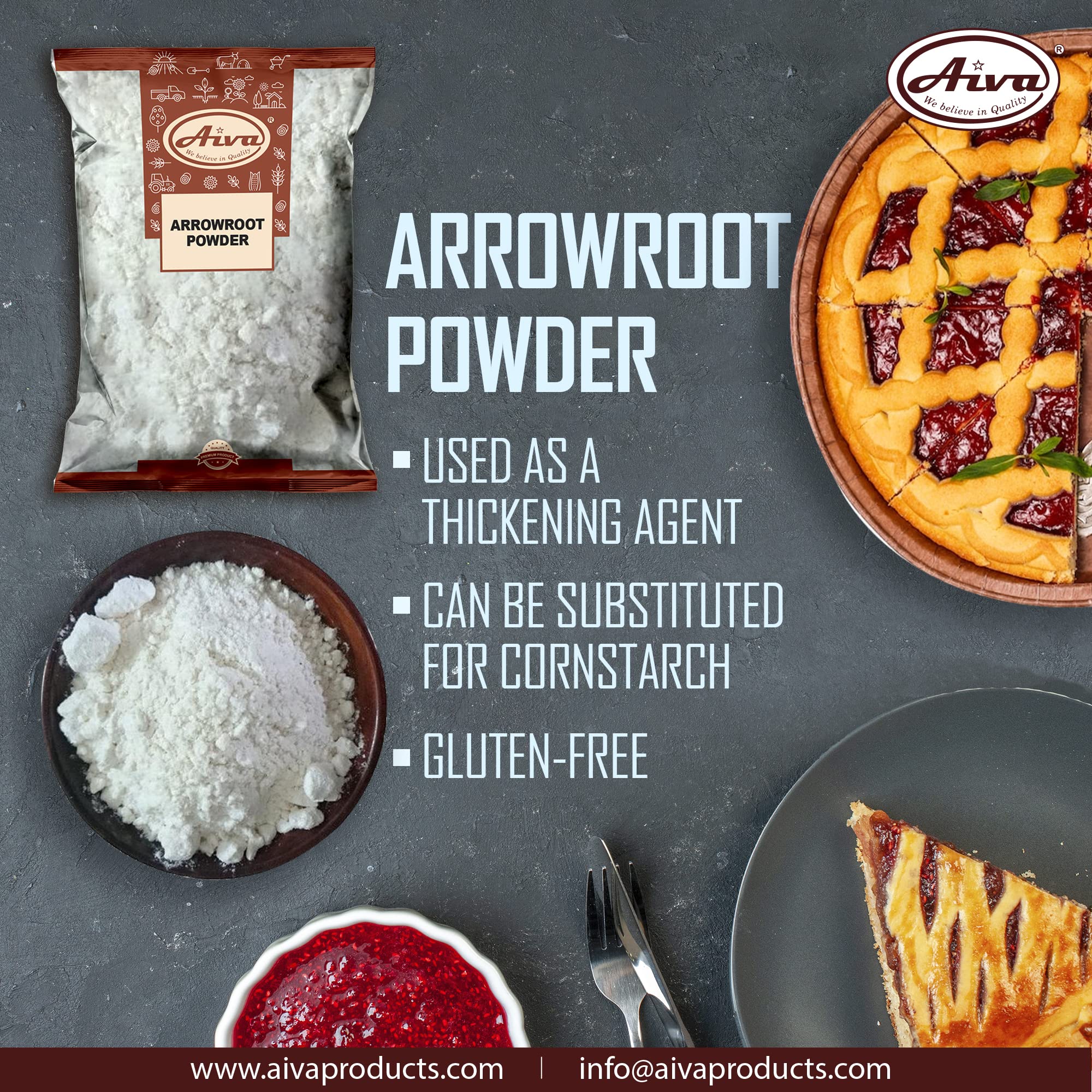 Aiva Arrowroot Powder (14 Ounce) | Natural Thickener & Cornstarch Substitute for Sauces, Soups, and Baking