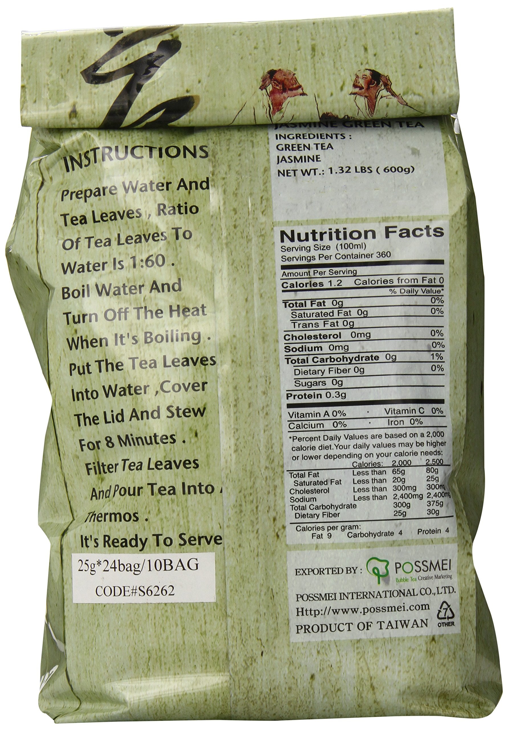 Possmei Jasmine Green Tea Bag, 1.32 Pound