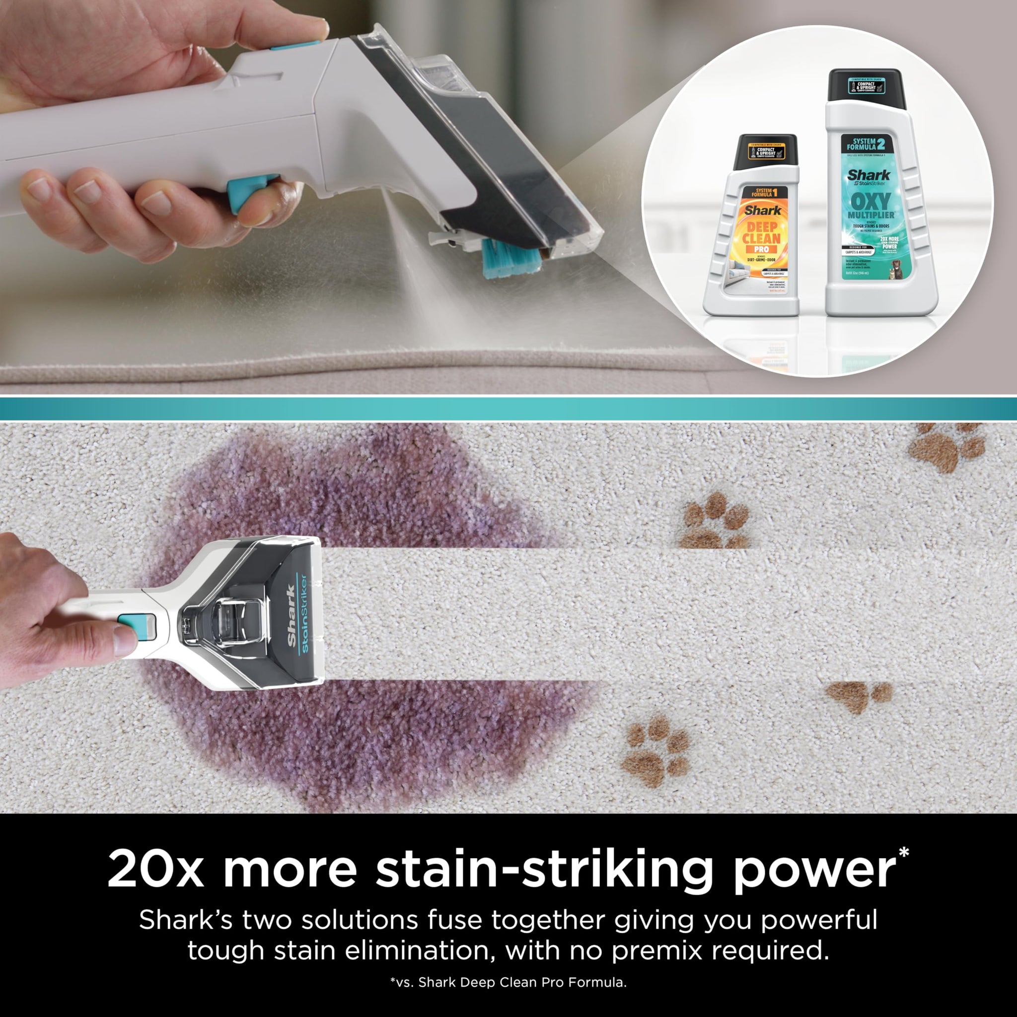 Shark StainStriker Cleaning Solution Bundle for Portable Cleaners, Carpet and Area Rug Formula, Instantly Eliminates Odors, Includes 32 oz OXY