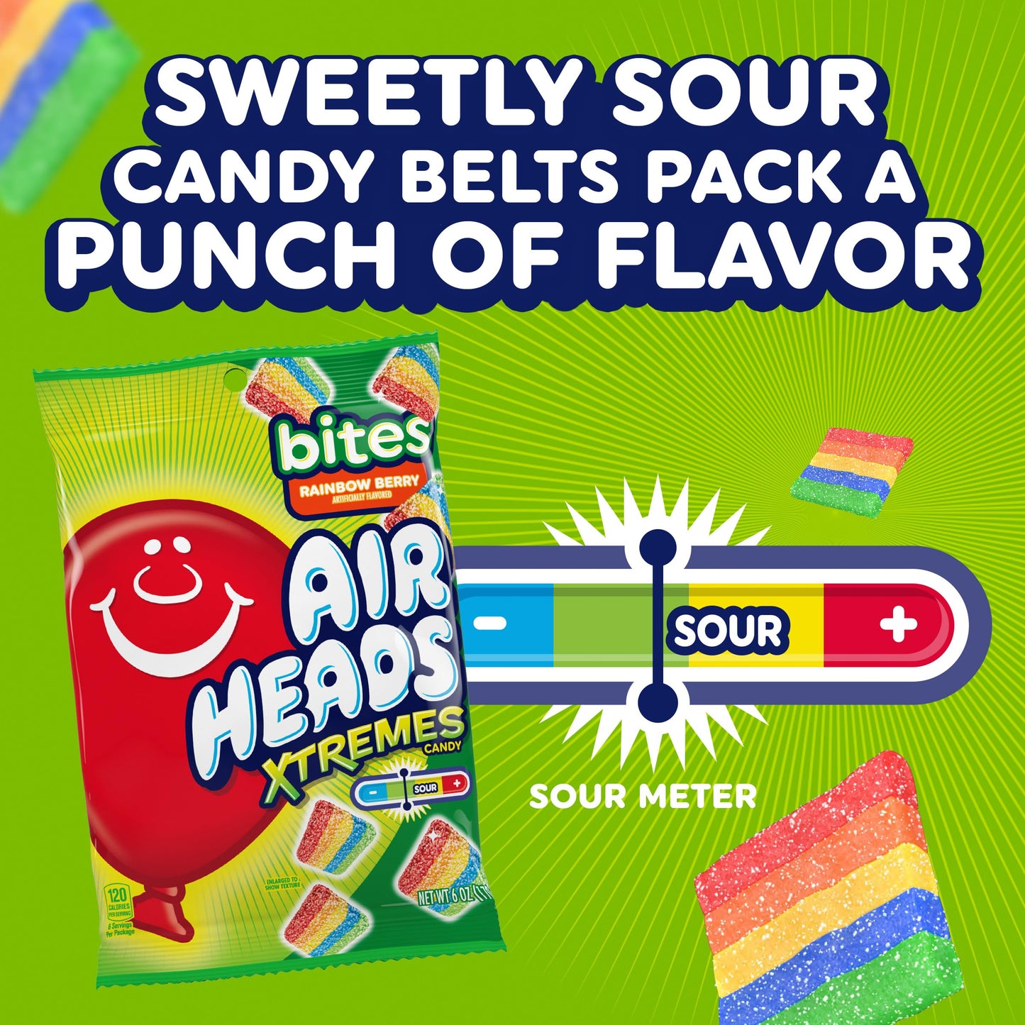 Airheads Xtremes Sweet and Sour Candy Bites, Chewy Candy Bag, Rainbow Berry Artificially Flavored, 30.4 Ounces