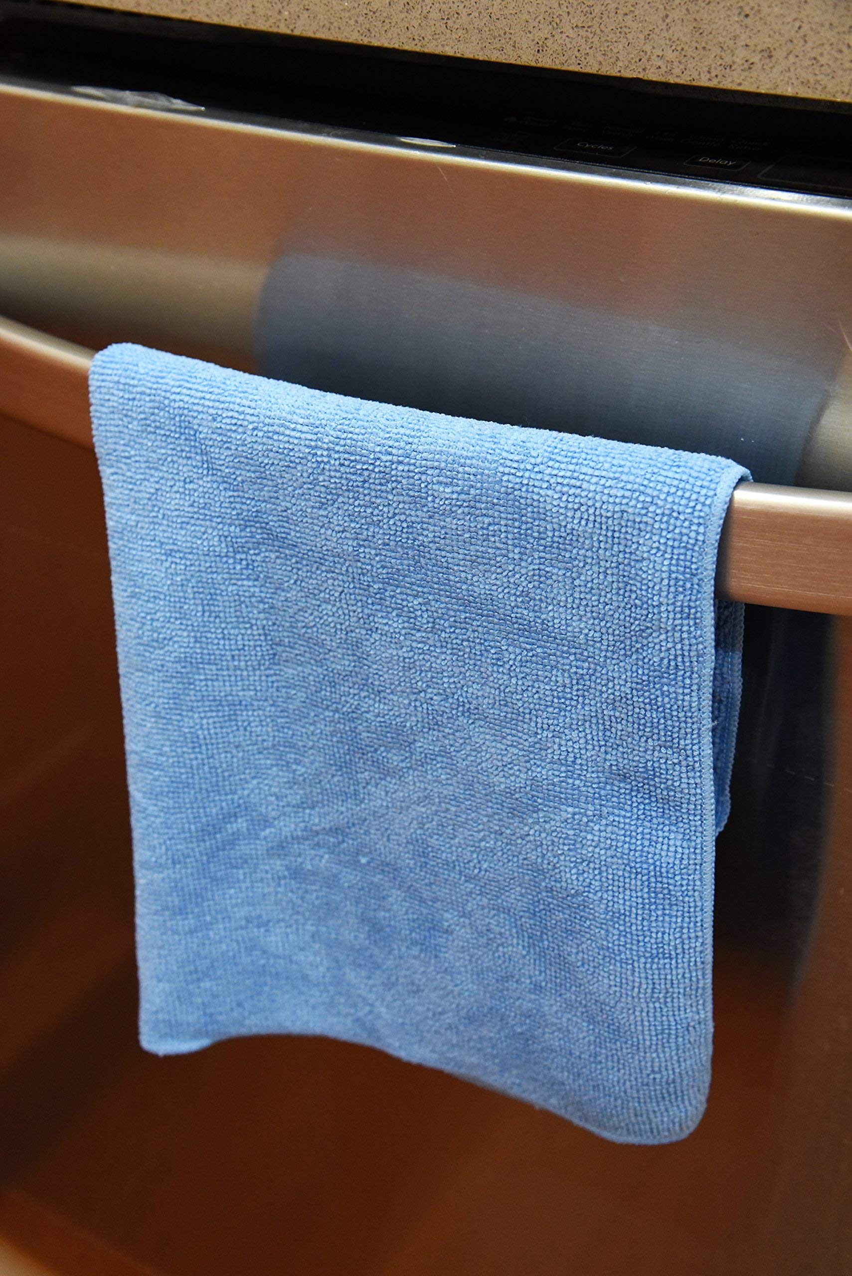 Dri Professional Commercial Grade Lint Free Extra-Thick Microfiber Cleaning Cloth 24 Pack Blue (300 GSM, 16 in x 16 in)