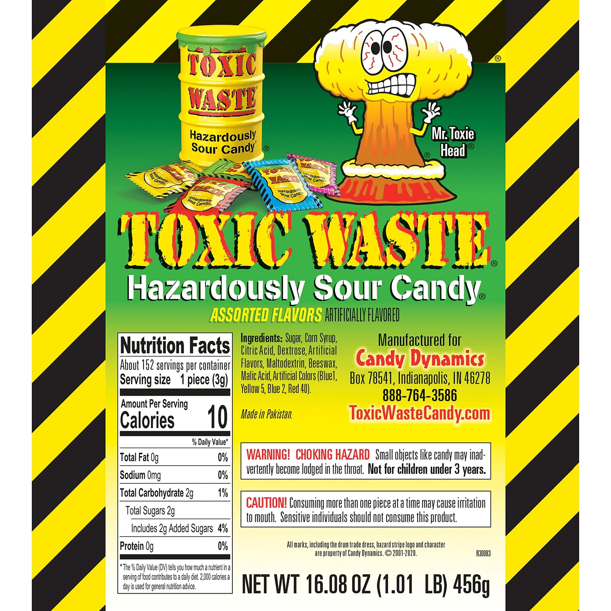 TOXIC WASTE - Hazardously Sour Candy - Apple, Watermelon, Lemon, Blue Raspberry, & Black Cherry Flavors - 1 lb. Bag