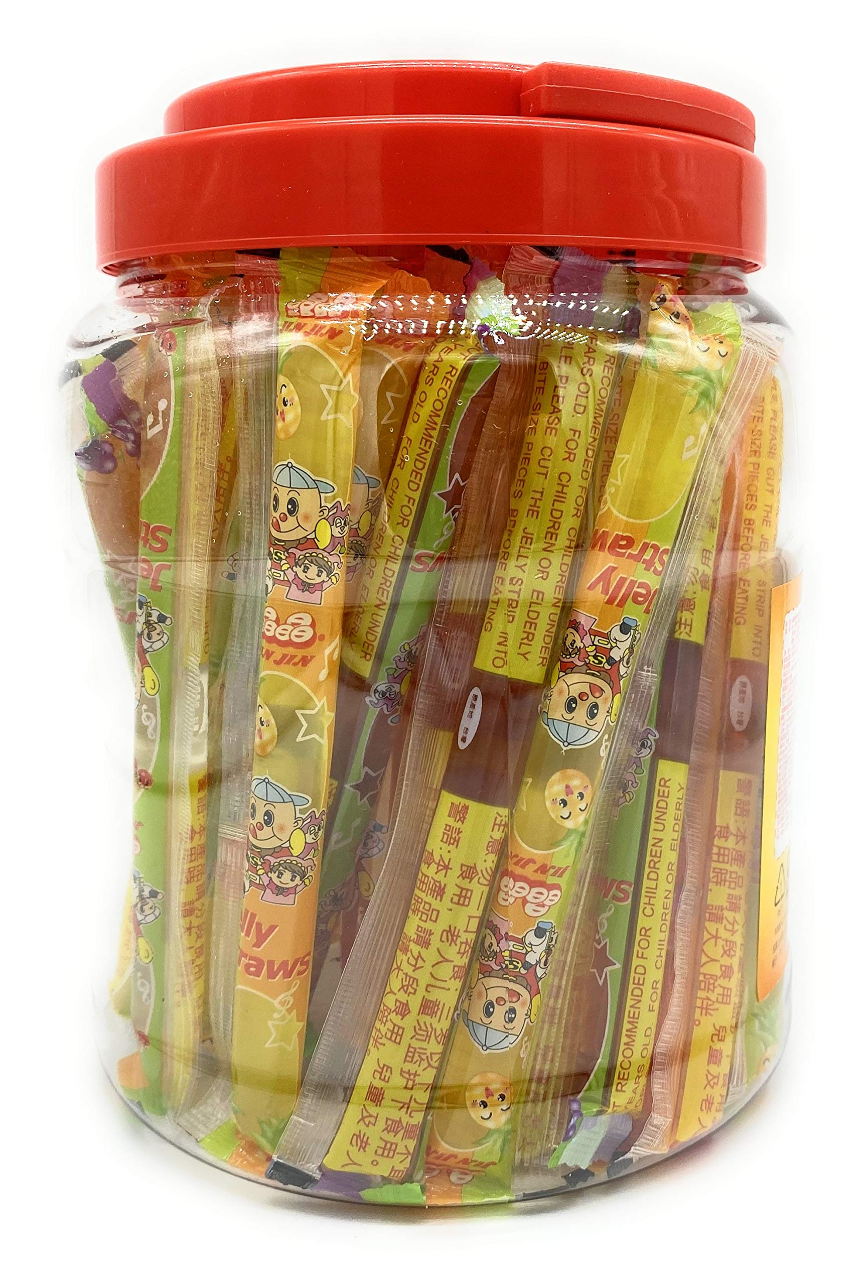 Jin Jin Fruit Jelly Filled Strip Straws Candy - Many Flavors! (35.26 oz)