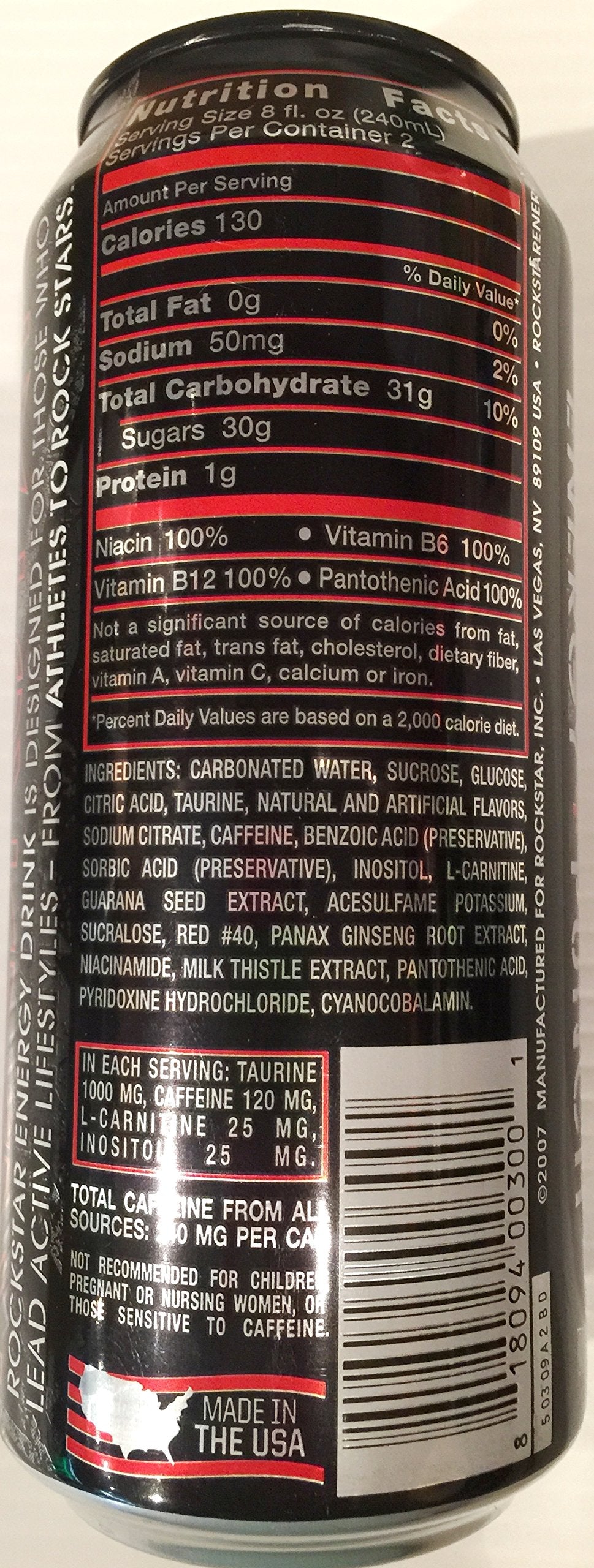 Rockstar Fruit Punch Punched Energy Drink, 16 Ounce (16 Cans)