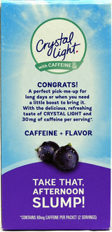 Crystal Light On-The-Go Drink Mix Packets with Caffeine, Zero Sugar Powdered Water Enhancer, Natural Flavor Low Calorie Beverage Mix, Energy Drink Mix