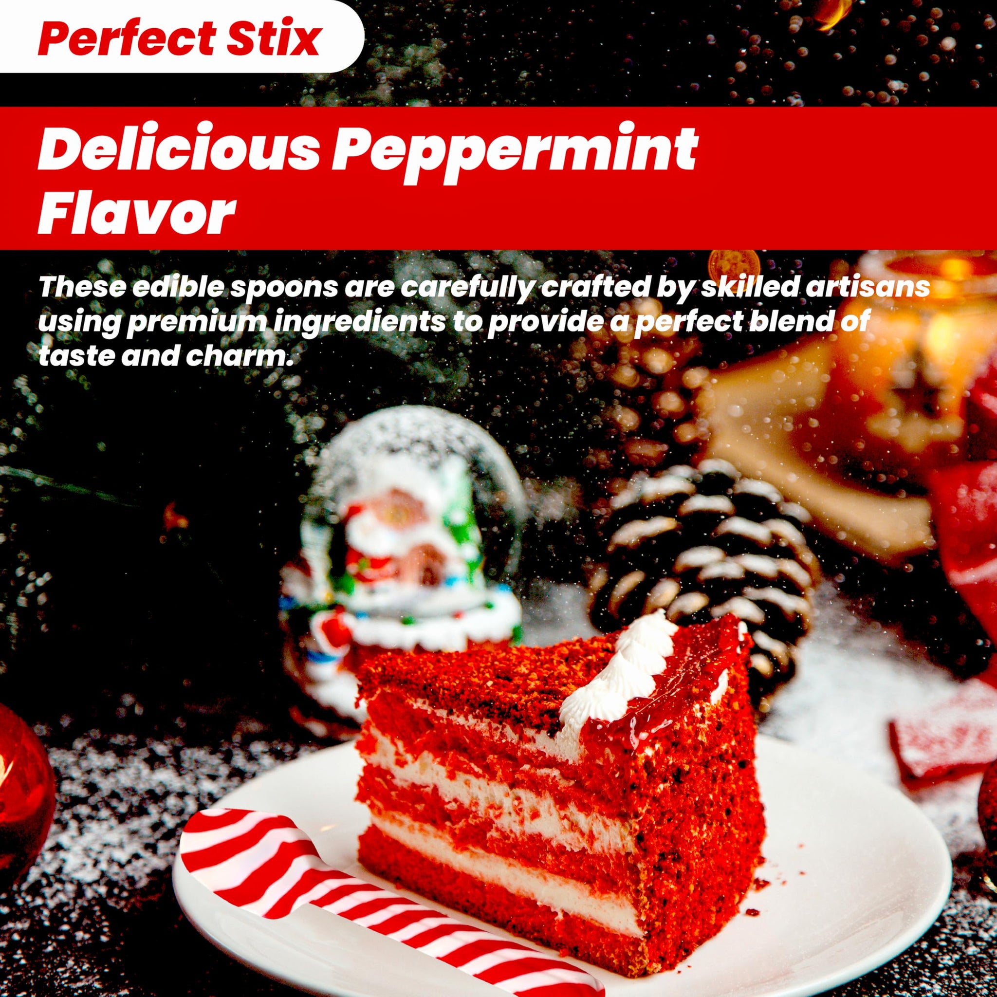 Perfect Stix Christmas Candy Cane Peppermint Spoonz.Edible Stirring Beverage Spoonz. Hot Chocolate Cocoa Tea Coffee Cocktail.Holiday Christmas Spoonz