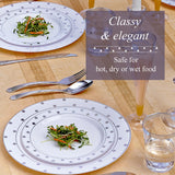 Silver Spoons Disposable Plates For Party - (20 Piece) Heavy Duty Disposable Dinner Set 7.5” , Fine Dining Plastic Dishes For Elegant China Look