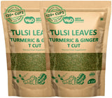Holy Basil Tea, 8 Oz with Ginger and Turmeric, Tulsi Krishna Cut & Sifted Herbal Tea, Dried Pure Holy Basil Tulsi Leaves, Immune support with Multiple