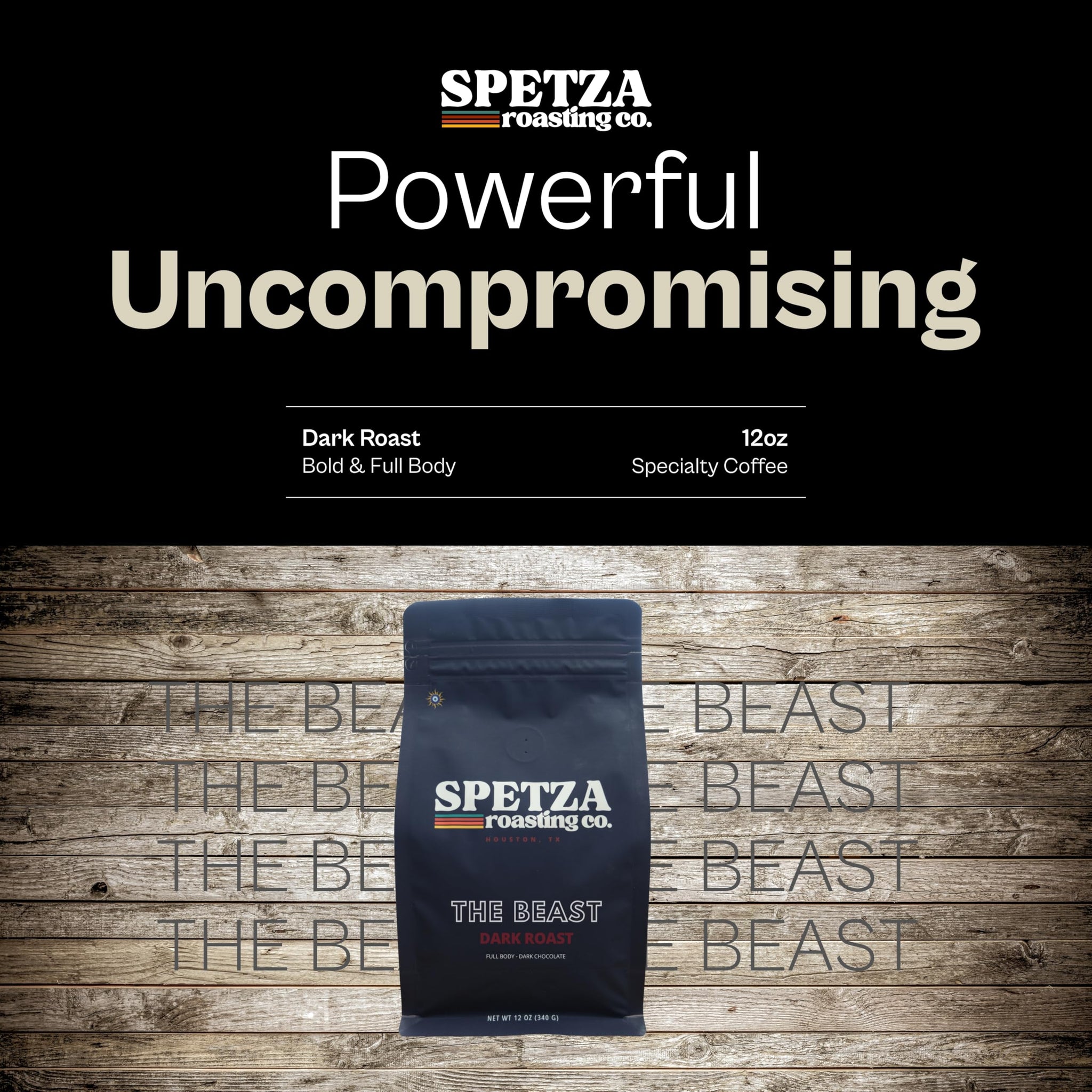 Spetza Roasting Co. The Beast - Bold High Caffeine Dark Roast Whole Bean Coffee, Strong and Powerful Flavor, Direct Trade Specialty Coffee Beans