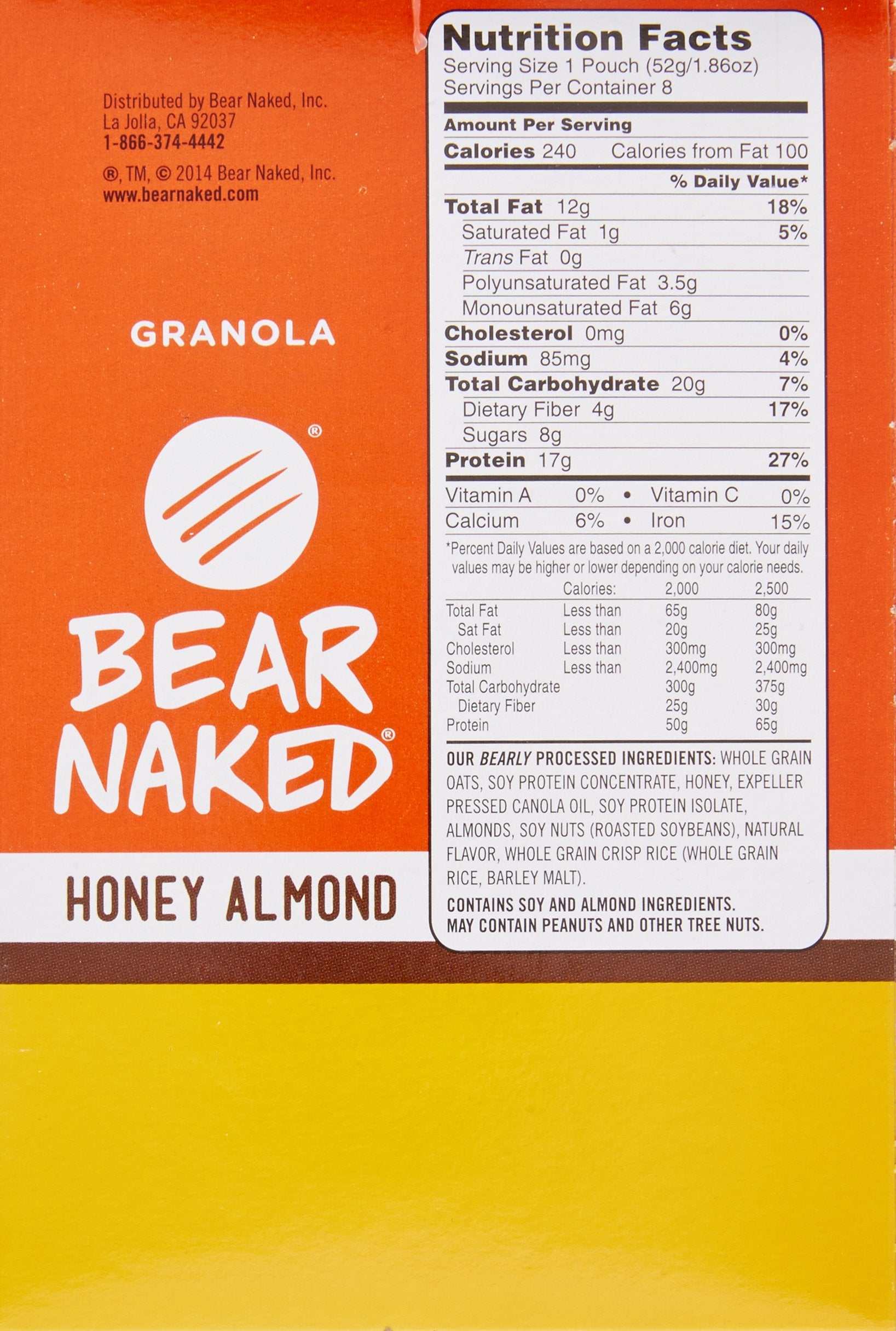 Kellogg's Bear Naked Granola, Honey Almond Protein, 14.88 Ounce (Pack of 32)