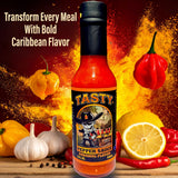 Tasty Pepper Sauce - Caribbean Scotch Bonnet Hot Sauce, Salsa Picante Gourmet Pepper Sauce, Texas Made, Mild-Medium Heat (30k SHU), Great for Wings