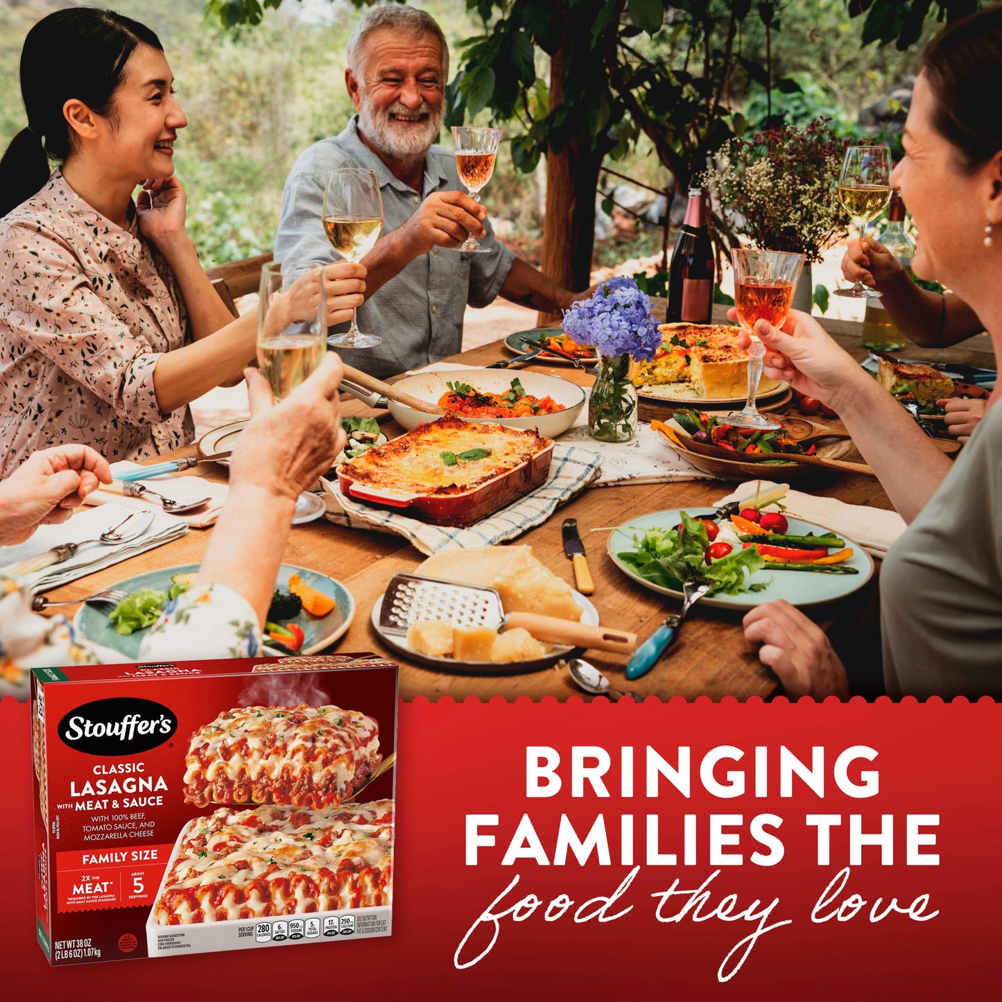 Stouffer's Classic Lasagna with Meat and Sauce, Family Size, Easy Frozen Dinners, Meat Lasagna, Oven Ready, Family Frozen Meals