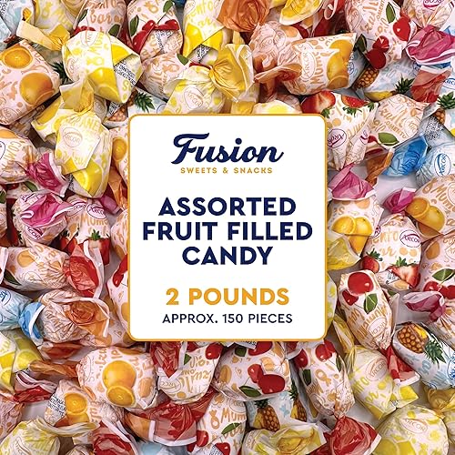 Arcor Fruit Filled Hard Candy - Assorted 2 Pounds Bulk Bag (Approx. 150 Pieces), Bon Bons Fruitfuls candy, Individually Wrapped Hard Candy. Pineapple