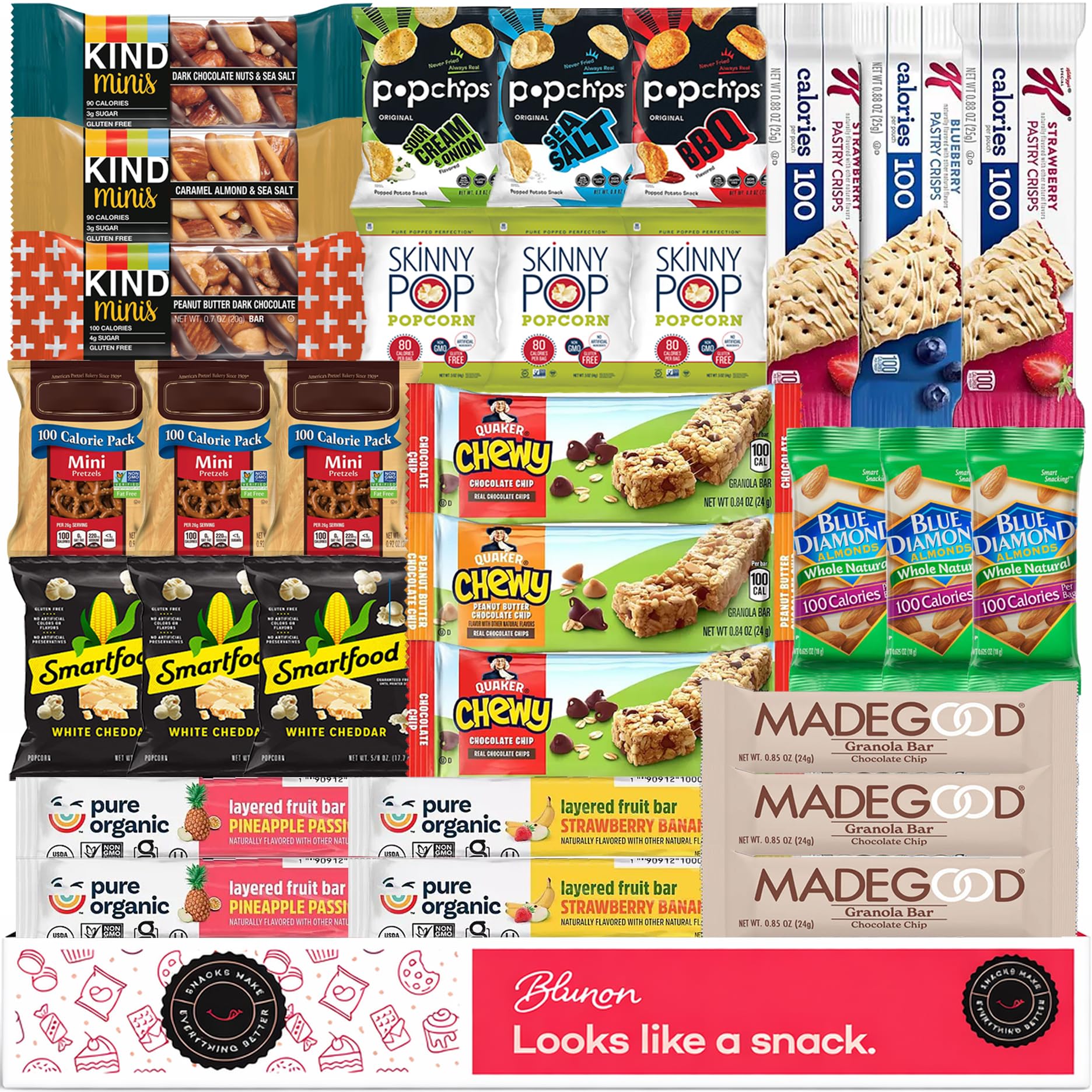 Low Calorie Snacks Variety Pack - 100 Calorie Snack Packs - Healthy Care Package Bulk Assortment (30 Pack)