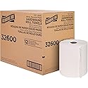 Genuine Joe Embossed Hardwound Roll Towels, 2" Core, 1-Ply, 7.8" x 600', White, 12 Count