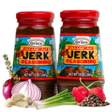 Grace Jamaican Hot Jerk Seasoning (Two 10 Oz Jars) - Hot Jerk Jamaican Style - Caribbean Seasoning Mix for Chicken & Oxtail