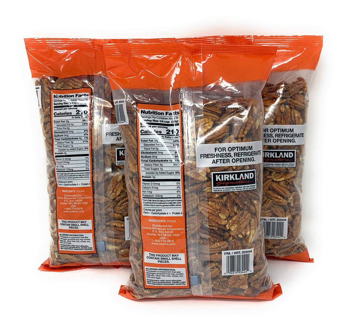 Kirkland Signature Pecan Halves, 2 Pound (3 Pack)