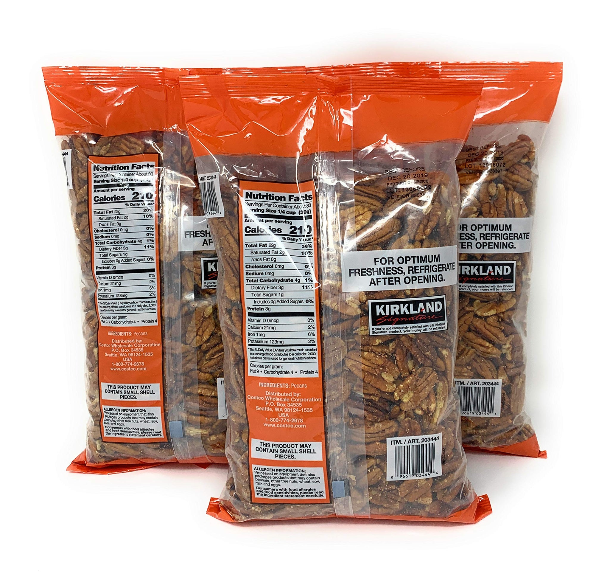 Kirkland Signature Pecan Halves, 2 Pound (3 Pack)