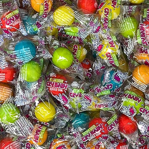 Cry Baby Extra Super Sour Bubblegum 3 Lbs American Candy Individually Wrapped Original Gumballs Assorted Mix Bulk Value In Resealable Bag (48 Oz)