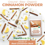 Healthworks Superfoods Organic Ceylon Cinnamon Powder - 16 Oz / 1 Lb - Ground Raw - Keto, Vegan & Non-GMO - Great with Coffee, Tea & Oatmeal