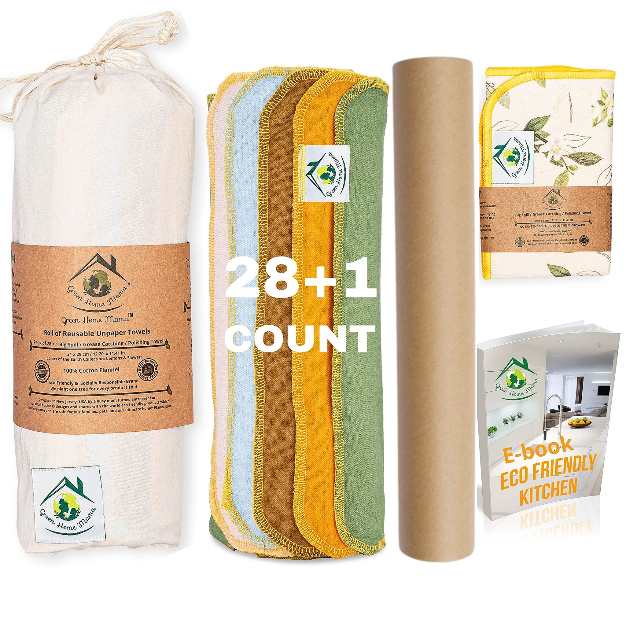 Reusable Paper Towels Washable Roll 29 Pack 12x11in, Reusable Baby Wipes, Washable Paper Towels Cloth, Paperless Paper Towels, Eco Friendly Paper